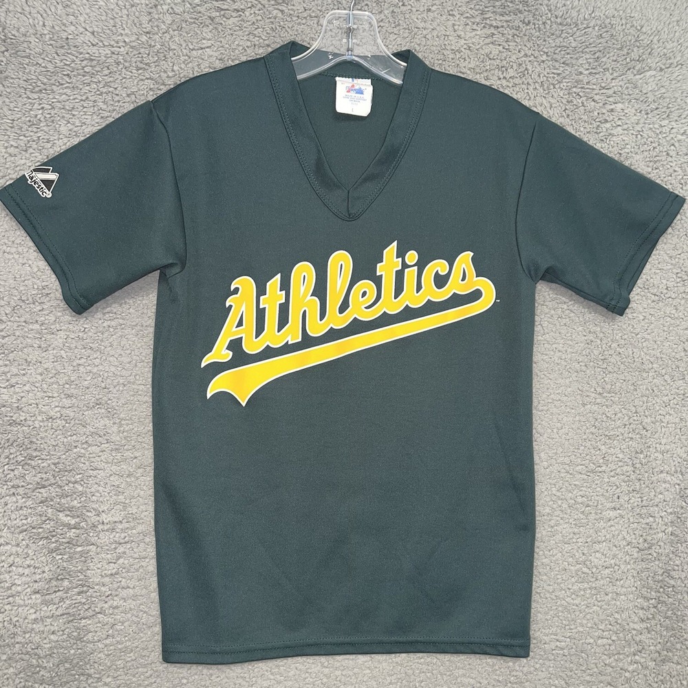 VTG Oakland Athletics A's Jersey Youth Sz L Green #3 Pullover Majestic Made USA